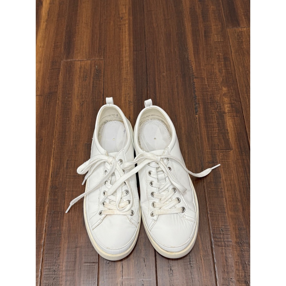 Vionic Winny White Leather Croc Sneakers Womens 8.5 Wide Low Top Lace Up